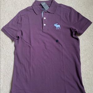 NWT Abercrombie & Fitch Men Exploded Icon Stretch Polo Small Purple